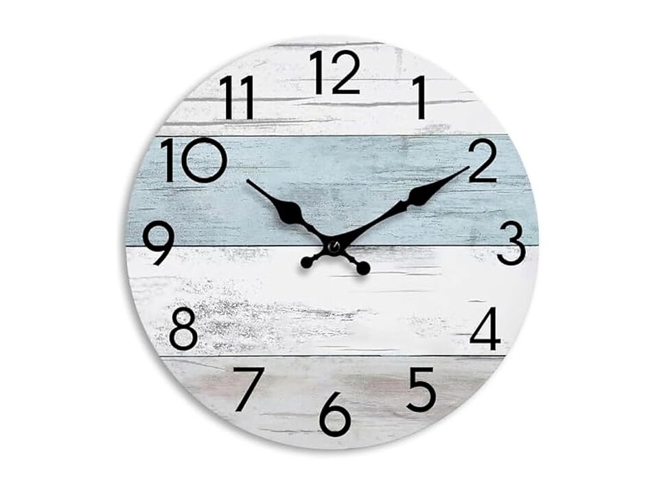Wooden Country Retro Rustic Beach Style Wall Clock 8 Inch Silent Non Ticking