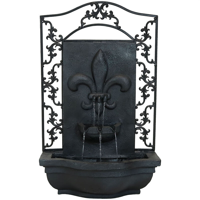 Sunnydaze French Lily Polystone Outdoor Wall Fountain