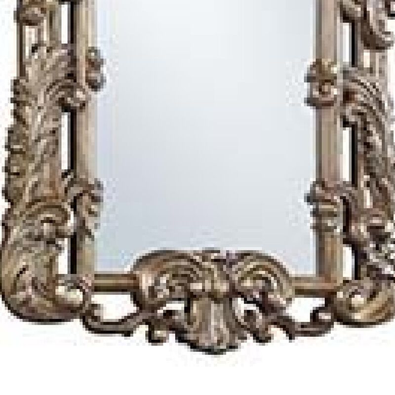 60 Inch Wall Mirror, Oversized Scrolled Carving, Bronze image number 3