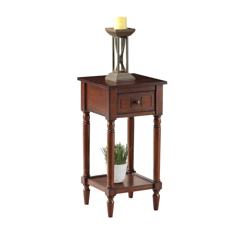 Convenience Concepts French Country Khloe 1 Drawer Accent Table with Shelf, Mahogany