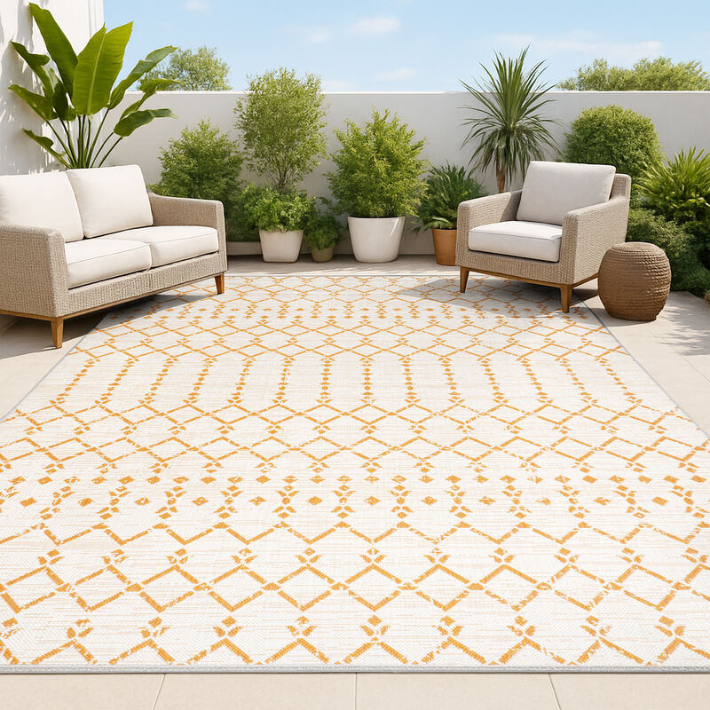 Ourika Moroccan Geometric Textured Weave Indoor/Outdoor Area Rug