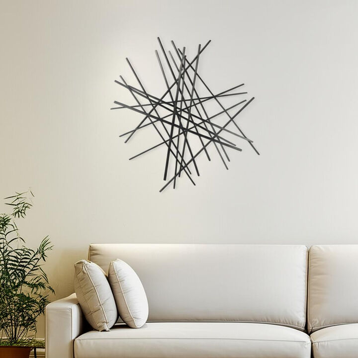 HomeRoots 35" X 34" Black Metal Abstract Hanging Dimensional Sculpture