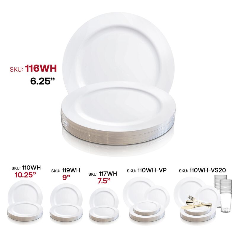 6.25" Solid White Economy Round Plastic Pastry Plates (240 Plates) image number 5