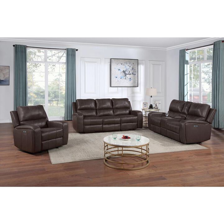 New Classic Furniture Linton Leather Glider Recliner W/ Pwr Fr-Brown