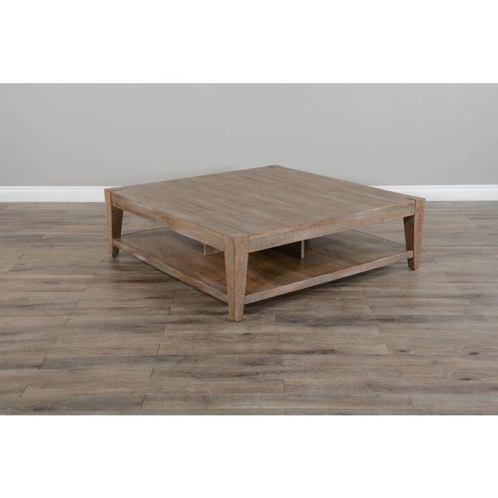 Sunny Designs 48 Modern Mindi Wood Cocktail Table in Weathered Brown