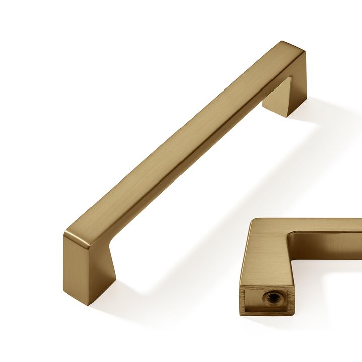 CABDM 2 Pack 5 inch Solid Brushed Gold/Brass Cabinet Handles Kitchen Hardware Drawers Bathroom Vanity Cabinet Door Handles
