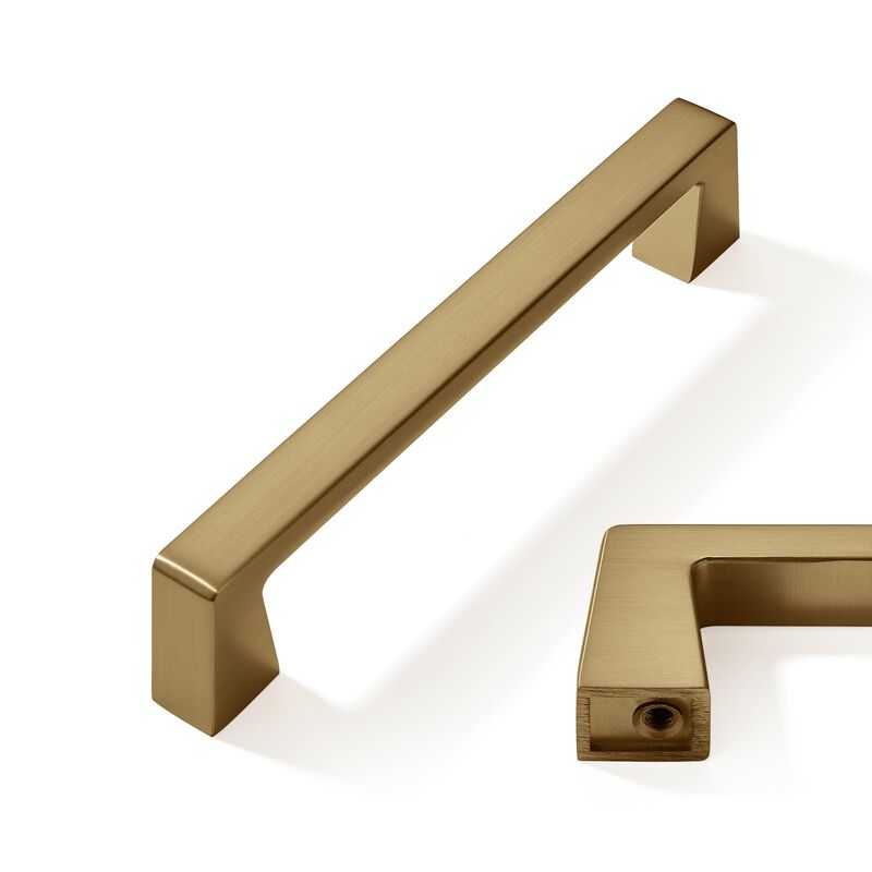 CABDM 2 Pack 5 inch Solid Brushed Gold/Brass Cabinet Handles Kitchen Hardware Drawers Bathroom Vanity Cabinet Door Handles