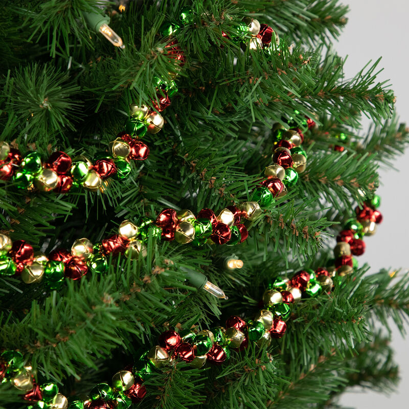 5' Green  Gold and Red Jingle Bell Christmas Garland  Unlit image number 1