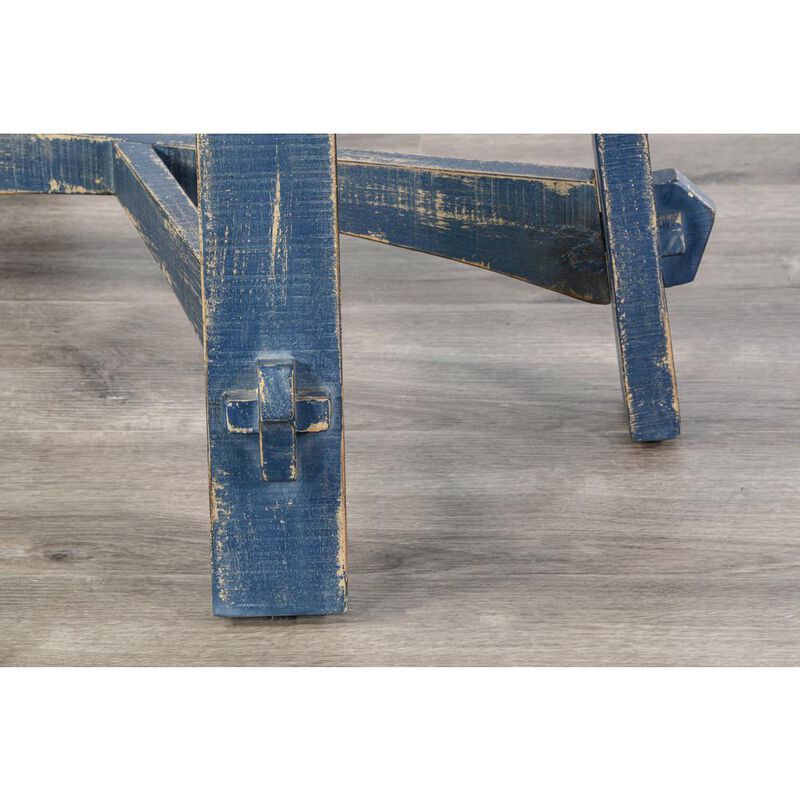 Sunny Designs Marina Farmhouse Mahogany Wood Chair Side Table in Ocean Blue