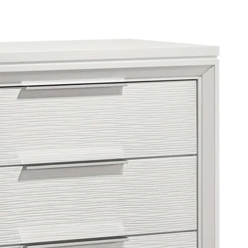 Ressy Tall Dresser Chest with 5 Drawers, Contemporary White Wood