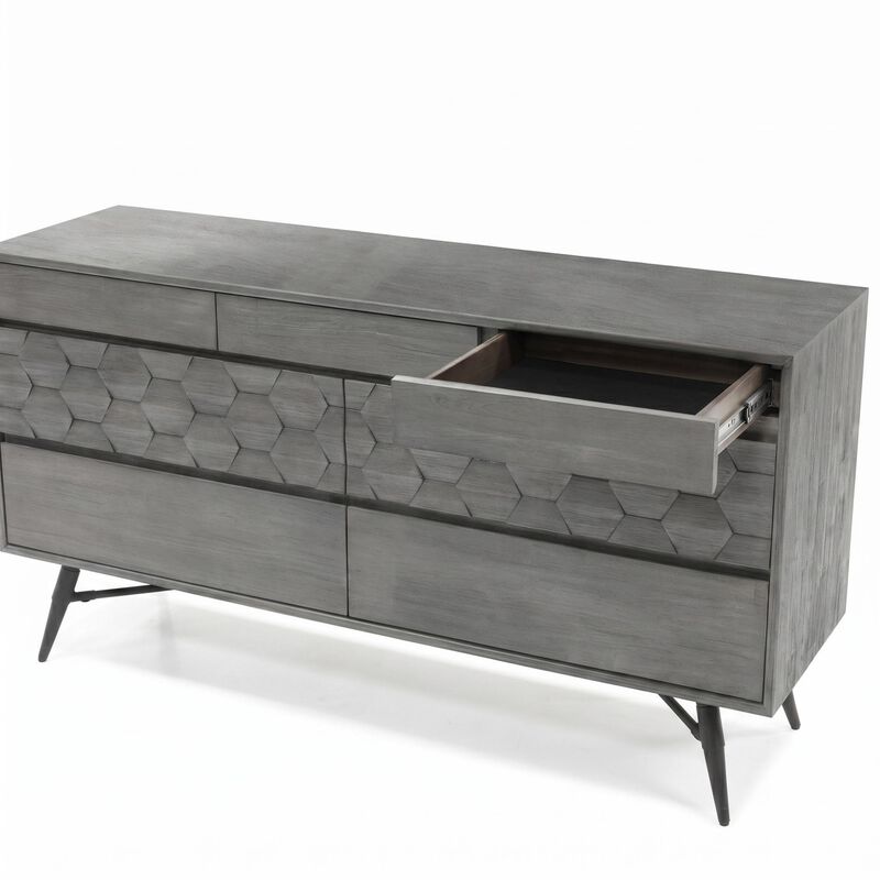 6 Drawer Dresser in Gray Acacia Wood image number 3