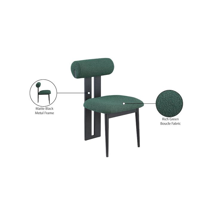 Meridian Furniture Dario Green Boucle Fabric Dining Chair, Set of 2