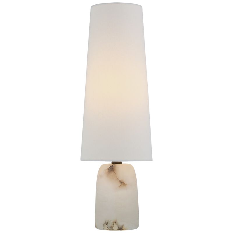 Jinny Medium Table Lamp in Alabaster with Linen Shade