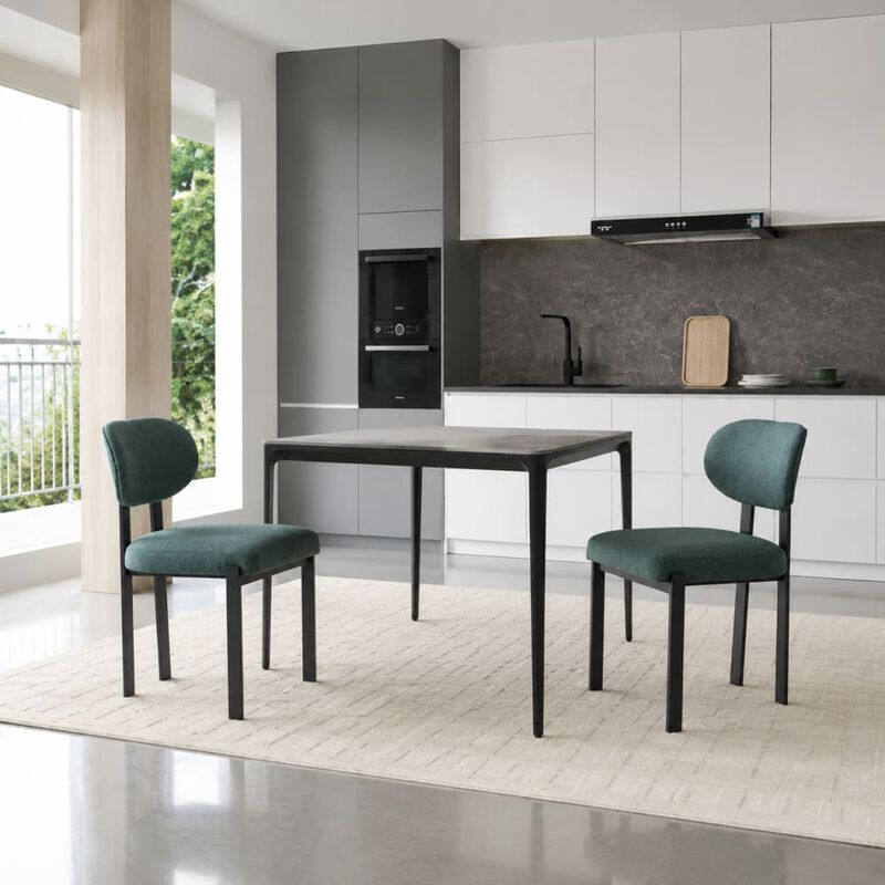 GOODSILO Mid-Century Upholstered Dining Chairs Set of 2, Ergonomic Curved Backrest Seating for Kitchen and Dining Room Spaces image number 3
