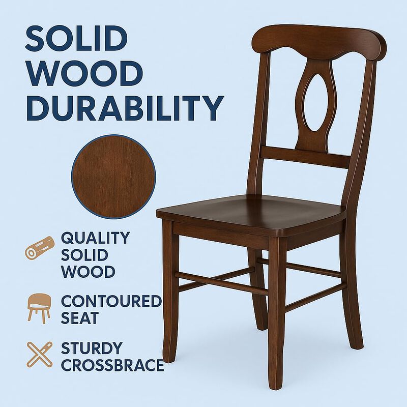 Ergode Renaissance 2-Piece Chair Set | Carved Keyhole Backs | Solid Wood | Walnut Finish | Comfortable Contoured Seats | Dining or Occasional Use | Assembly Required (94208-VV) image number 5