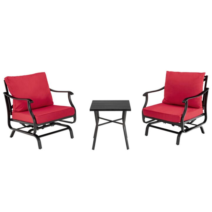 Hivvago 3 Piece Patio Rocking Chair Set with Coffee Table