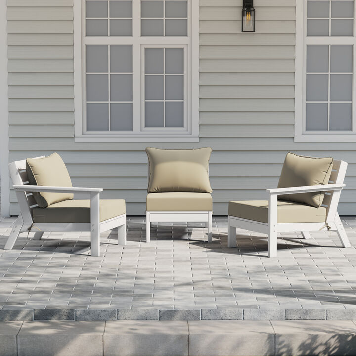 WestinTrends Outdoor Patio HDPE Sectional Sofa with Patio Cushions