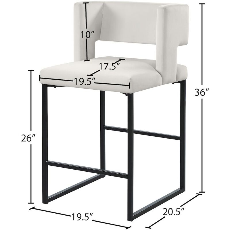 Meridian Furniture Caleb Velvet Counter Stool, Set of 2