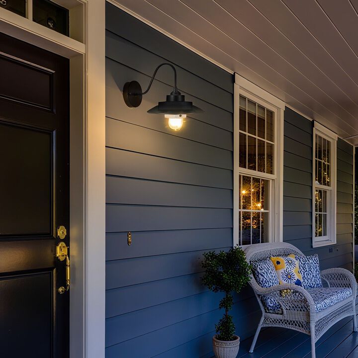 Solar Outdoor Barn Light, Motion Sensor & 3 Modes, Waterproof Wall Sconce - Black
