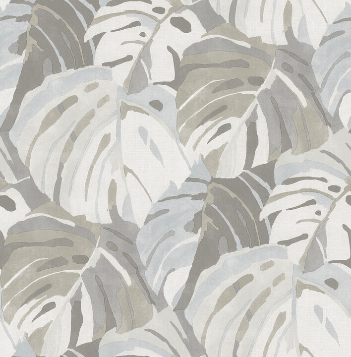 Samara Stone Monstera Leaf Wallpaper