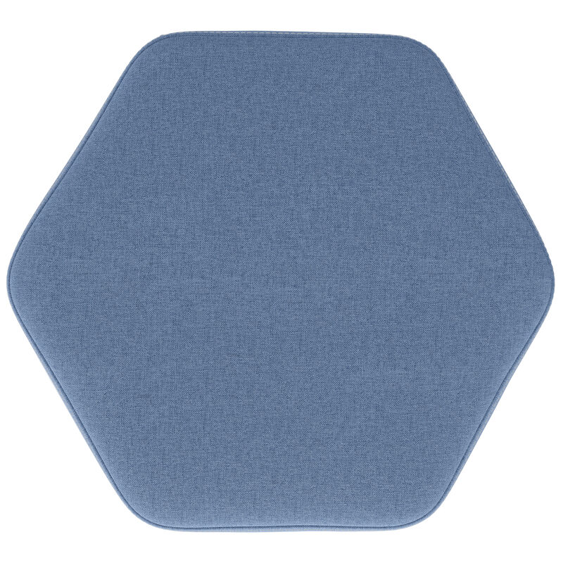 Brock 16 inch Wide Contemporary Irregular Footstool in Wedgewood Blue Linen Look Fabric, Fully Assembled image number 3