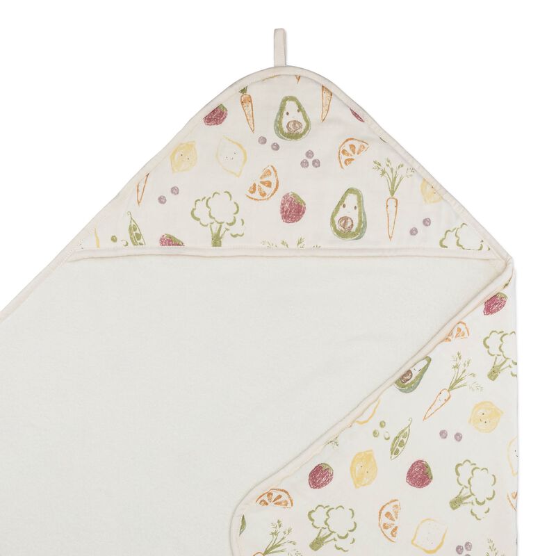 Clementine Fruits & Veggies Hooded Baby Bath Towel & Washcloth Set image number 1