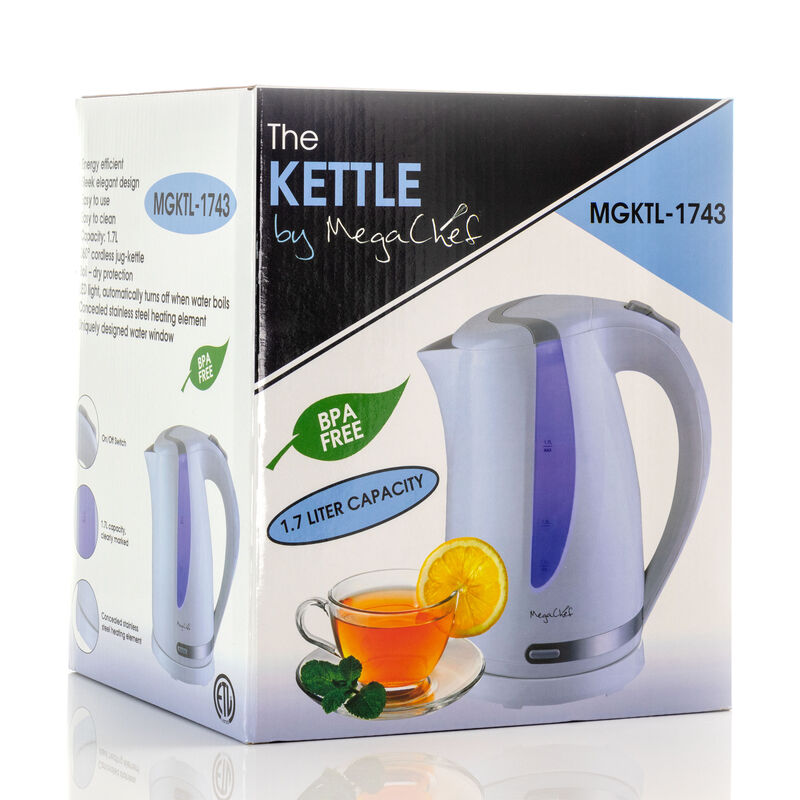 MegaChef 1.7Lt. Plastic Electric Tea Kettle- White