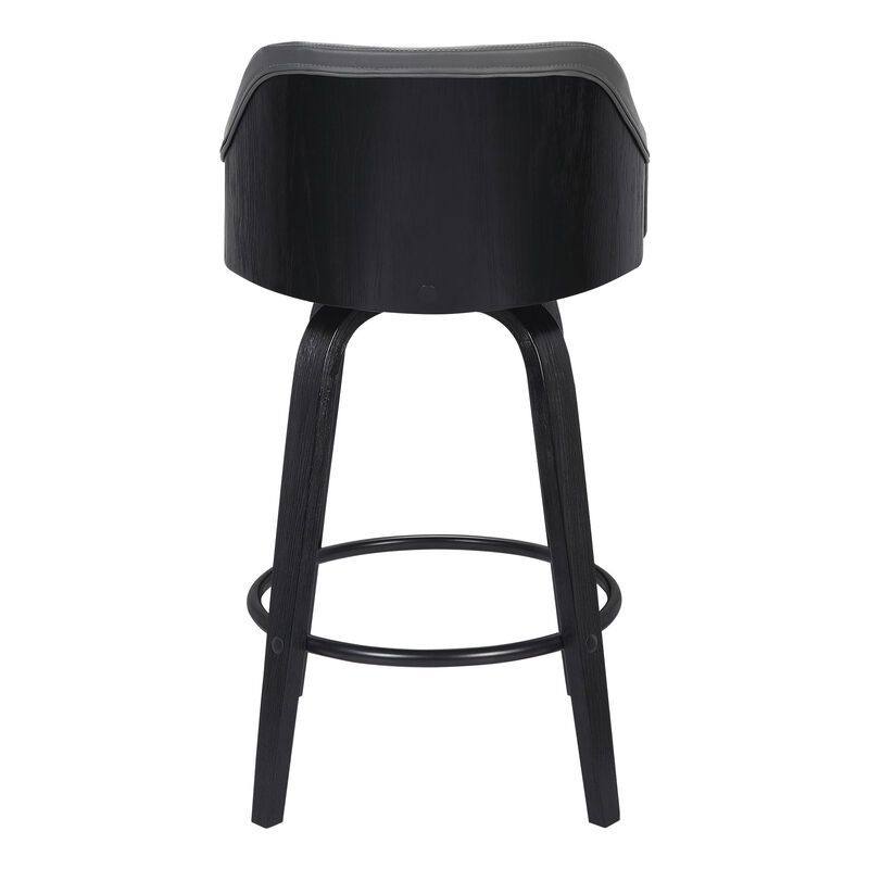 Alec Counter Height Swivel Faux Leather and Wood Bar Stool