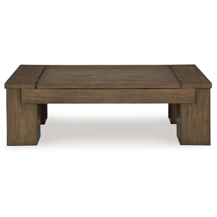 Wain Lift Top Cocktail Coffee Table, 54 Inch Rustic Brown Solid Wood