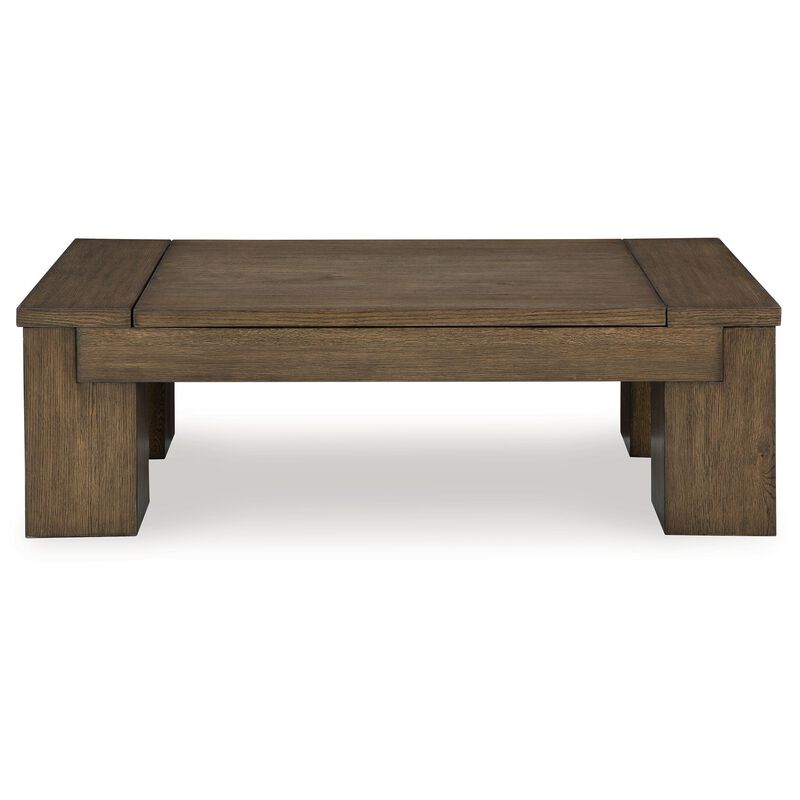 Wain Lift Top Cocktail Coffee Table, 54 Inch Rustic Brown Solid Wood