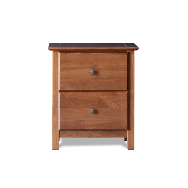 Farmhouse Solid Pine Wood Nightstand with 2 Storage Drawers For Bedroom