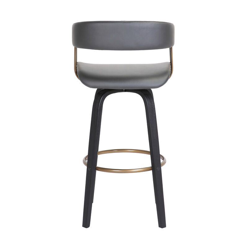 HomeRoots Faux Leather Counter Stool with Armrests and Bucket Seat image number 2
