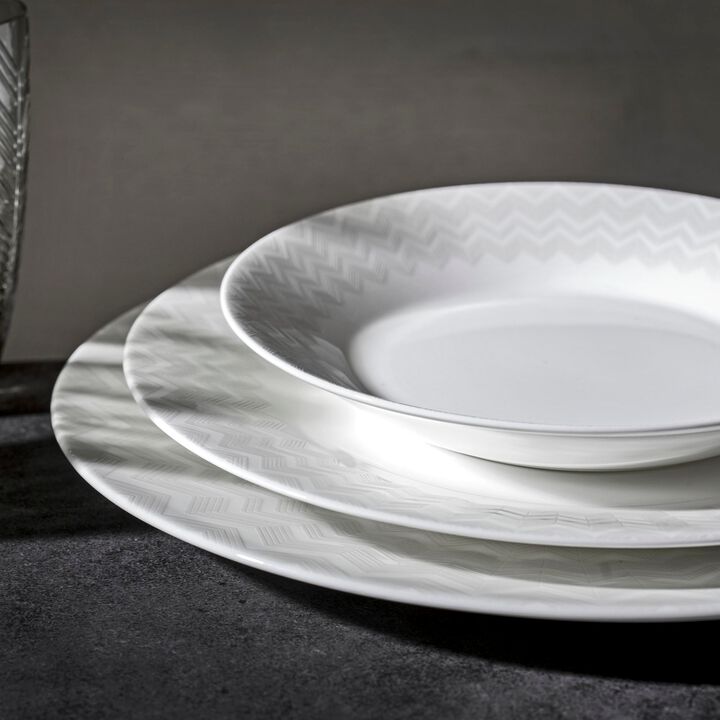 Pickle Dish ZIG ZAG WHITE, diam. 9.06"