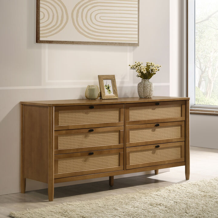 Bunjog Rattan 6-Drawer Dresser