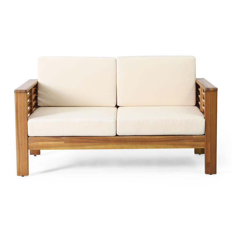 Merax Acacia Wood Loveseat and Coffee Table Set