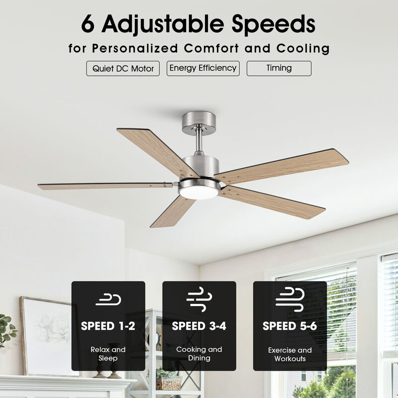 52 in. Smart Integrated LED Sand Nickel Ceiling Fan with APP Control and Remote