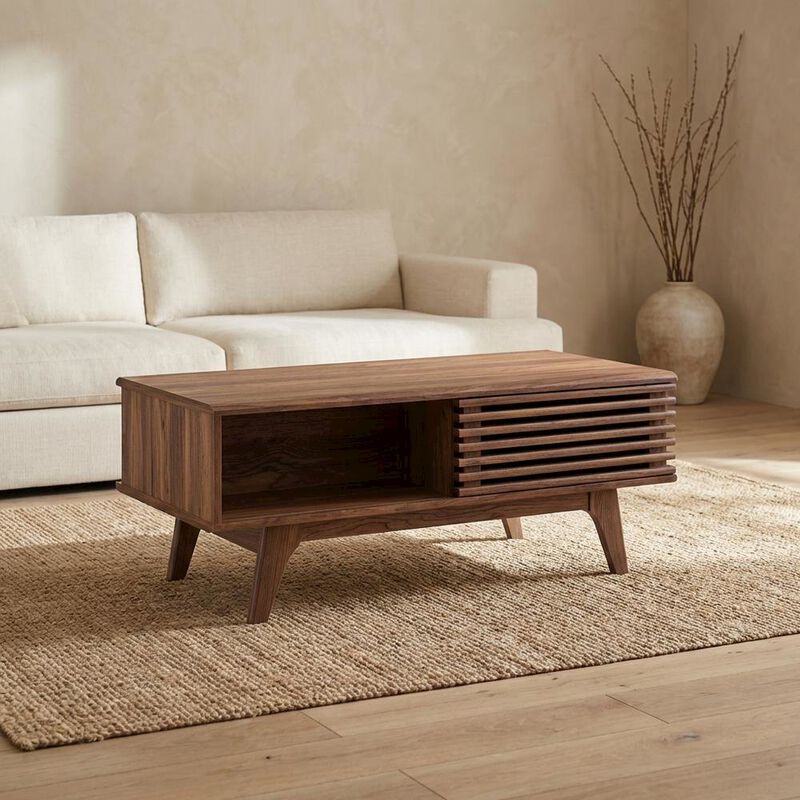 Modern Coffee Table in Natural Finish with Stable Wood Frame image number 4