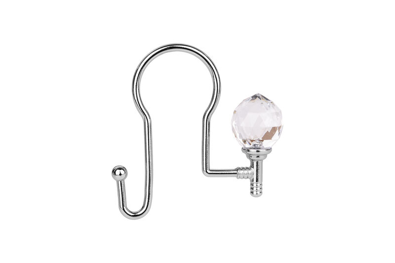 Utopia Alley Rust-Proof Zinc Double Shower Curtain Hooks with Acrylic Crystal Design, Shower Hooks Hangers for Bathroom, Kitchen Utensils, Curtains, Clothing, Towels etc - Set of 12 image number 0