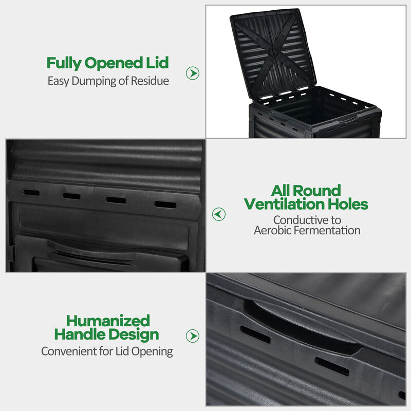 80-Gallon Outdoor Composter with Large Openable Lid and Bottom Exit Door