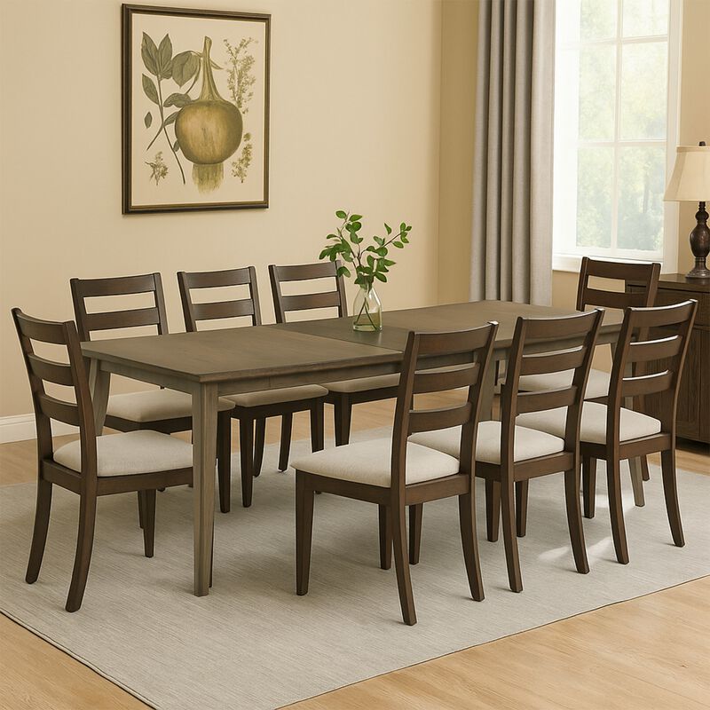 Yuki 72-88 Inch Extendable Dining Table, Tapered Legs, Vintage Walnut Brown image number 1