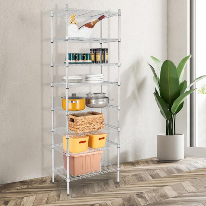 8-Tier Adjustable Wire Shelving Unit Heavy-Duty Metal Storage Rack for Home, Garage & Kitchen Organization