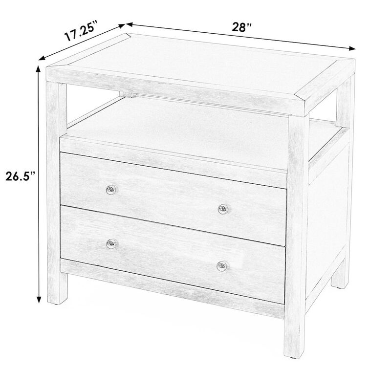 Butler Specialty Nora 28 in. W 2 Drawer Wide Nightstand with Open Shelf, Light Blue image number 2