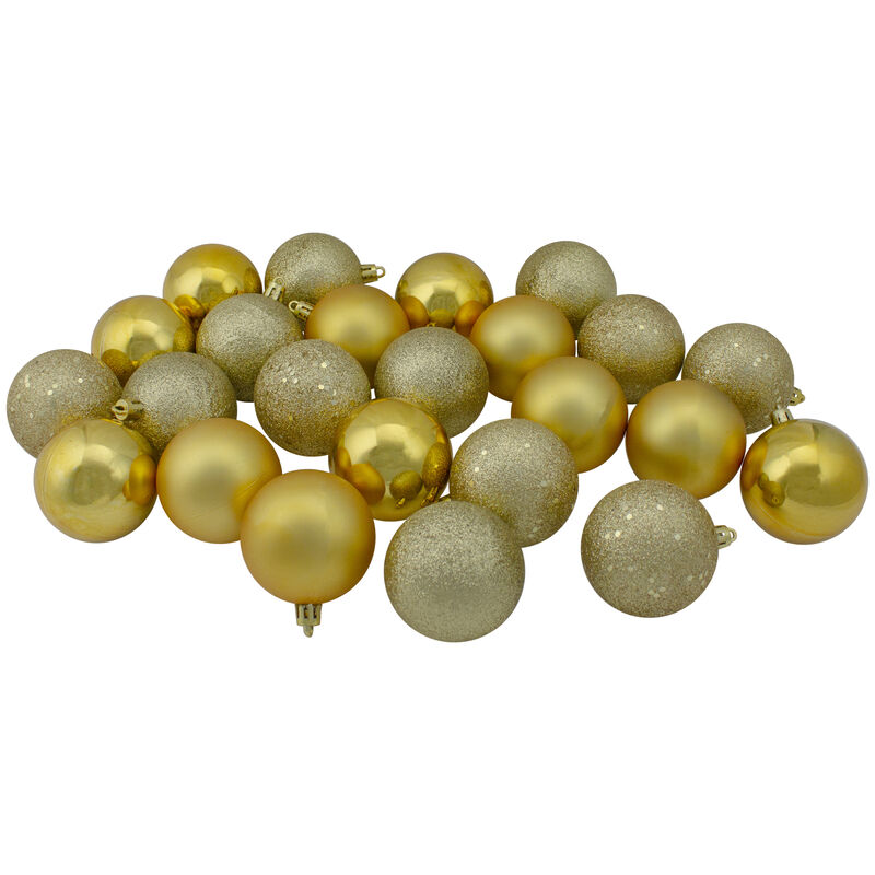 24ct Vegas Gold Shatterproof 4-Finish Christmas Ball Ornaments 2.5" (60mm) image number 0
