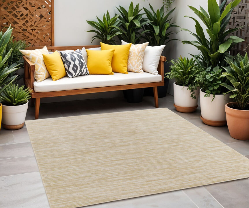 HomeRoots 5' Ivory And Gold Square Abstract Indoor Outdoor Area Rug