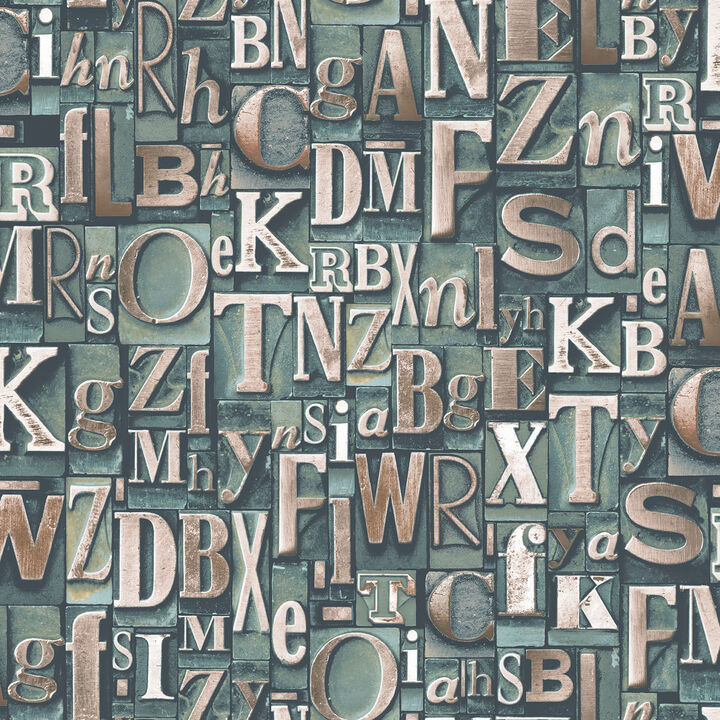 Nostalgie Block Letters Green Wallpaper G56204