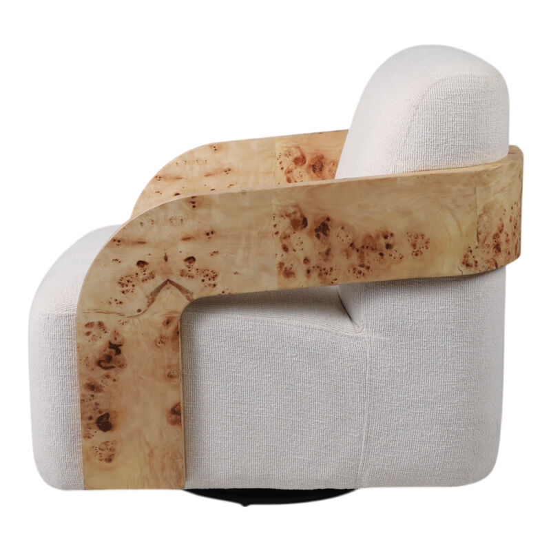 Burl Wood Arm Swivel Accent Chair image number 2