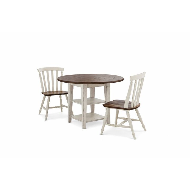 Liberty Furniture 3 Piece Drop Leaf Dining Room Set with Table, 2 Chairs - Graphite & Whitestone
