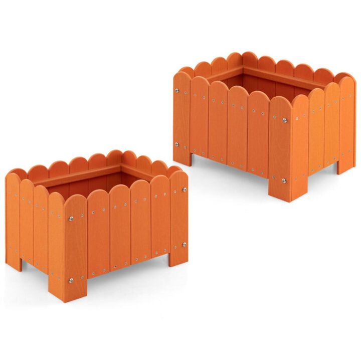 Hivvago 2 Pack Rectangular Planter Box with Drainage Gaps for Front Porch Garden Balcony
