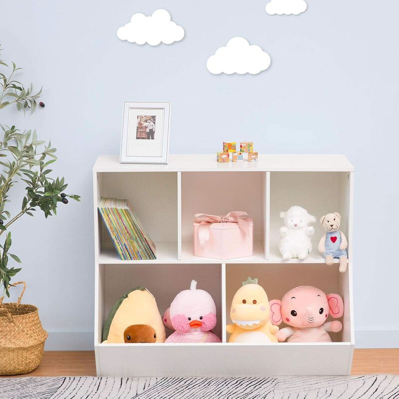 ShipItFurniture White 35.4" Kids Bookshelf - 3 Compartments with Tiltable Toy Bins image number 6