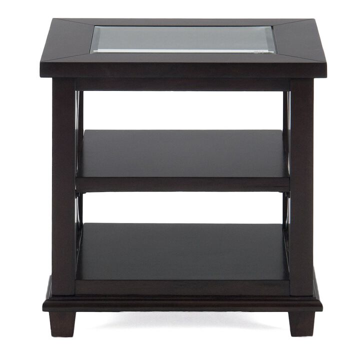 Jofran Panama Brown Contemporary Wood and Glass End Table